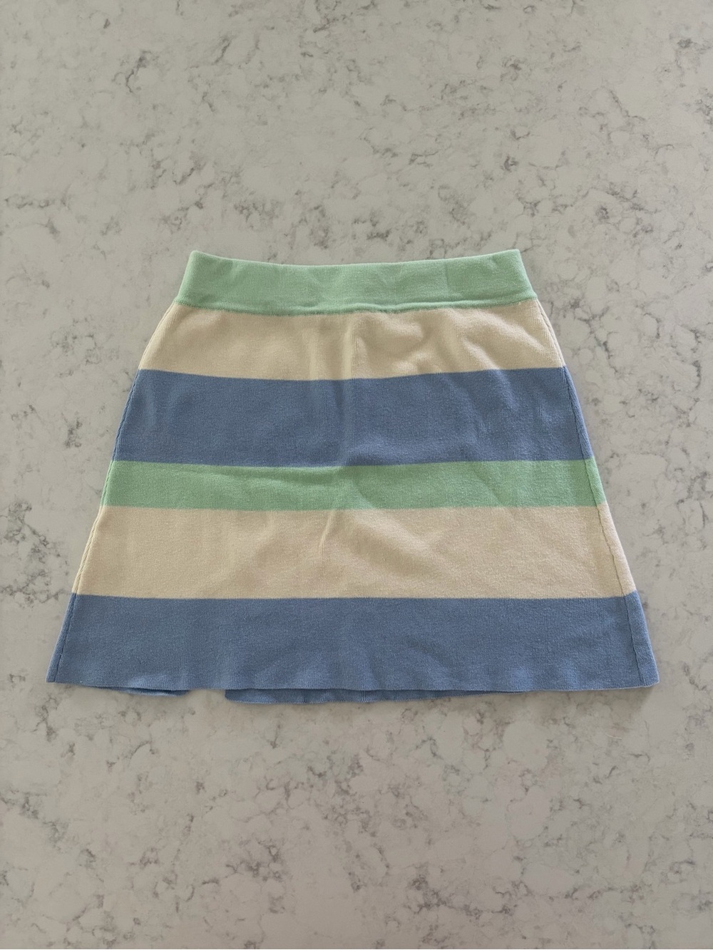 Altar'd State Pastel Striped A-Line Skirt in Blue, Cream & Mint